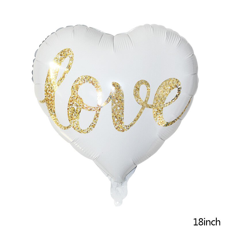 18inch Round White Gold Glitter Print Mr & Mrs LOVE foil Balloons bride to be marriage Wedding Decor Valentine Day Supplies - Executive-Skincare