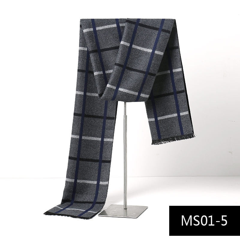 Luxury Brand Plaid Cashmere Scarf for Men Winter Warm Neckerchief Male Business Scarves Long Pashmina Christmas Gifts - Executive-Skincare