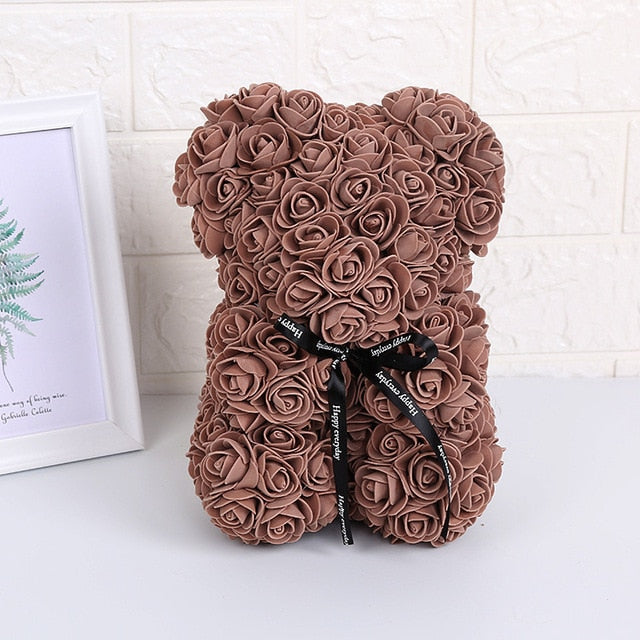 25 cm Teddy Rose Bear   Artificial PE Flower Bear Rose Valentine&#39;s Day For Girlfriend Women Wife Mother&#39;s Day Gifts - Executive-Skincare