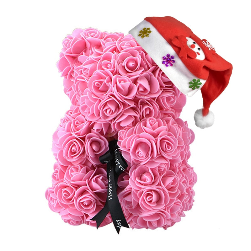 Christmas Gift for Kids&amp;women Artificial PE Rose Teddy Bear of Roses with Crown Valentine&#39;s Day Wedding Love Xmas Gifts for Girl - Executive-Skincare