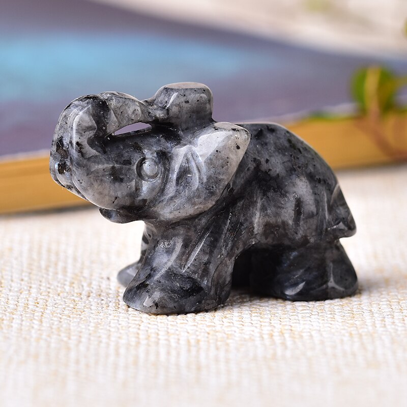 1PC Natural Crystal Amethyst Elephant Obsidian Animals Stone Crafts Small Decoration Home Decor Handmade Present Ornaments - Executive-Skincare