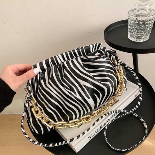 New 2021 Fashion Women Zebra Stripe Leather Handbags Chain Bag Brand Luxury Ladies Girls Crossbody Bags Shoulder Messenger Bag - Executive-Skincare