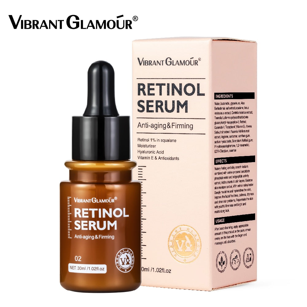 VIBRANT GLAMOUR Retinol Face Serum Moisturizing Whitening Firming Fade Fine Lines Anti-wrinkle Anti-aging Deep Care Essence 30ML - Executive-Skincare