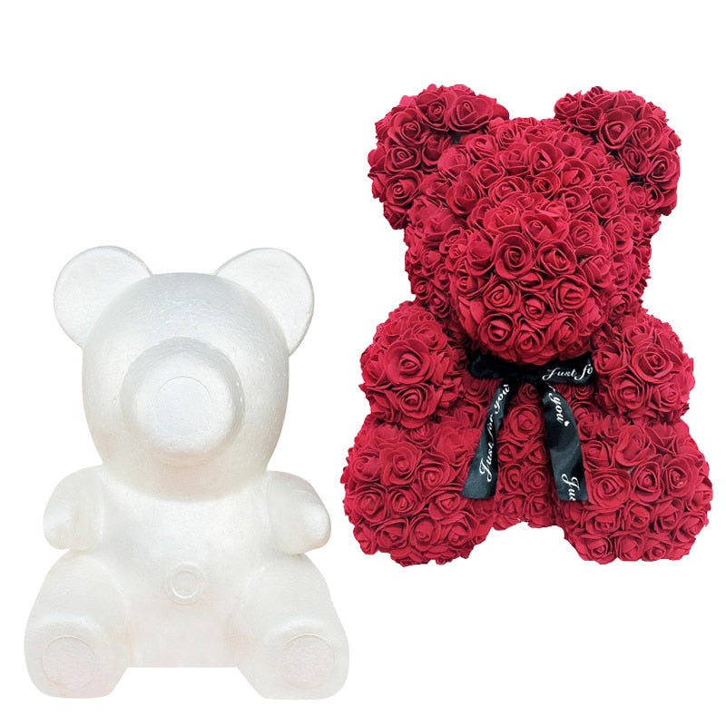 1pc 20cm Polystyrene Foam Teddy Bear Rabbit Mold PE Artificial Rose Flower Wedding Valentine  Day Gift Home Decorations - Executive-Skincare