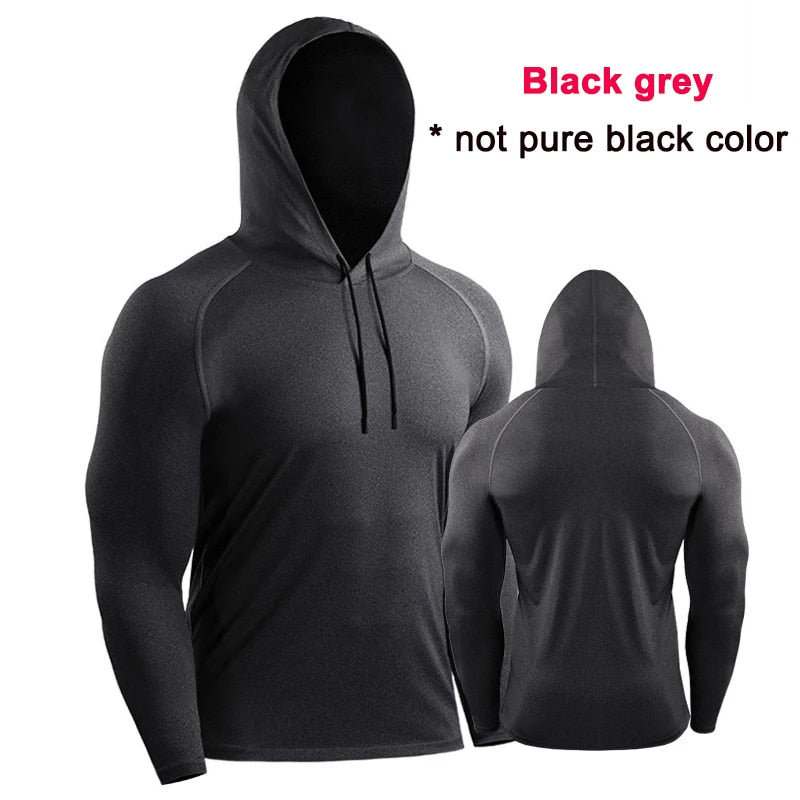 Male Training Shirts Quick Drying Gym Clothing Musculation Sportswear Fitness Running Jackets Rashguards Hoodies ropa deportiva - Executive-Skincare