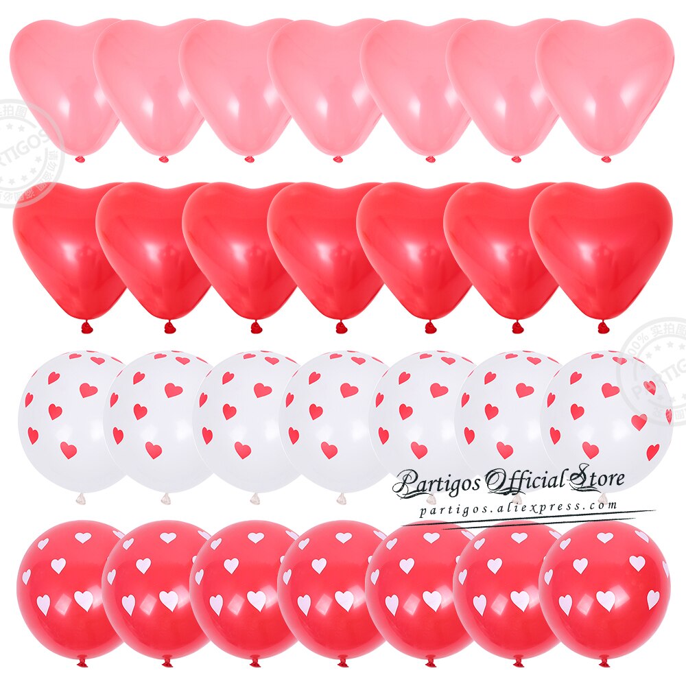 28pcs Red Heart Shape Balloons Decorations Kit Wedding Decors Valentines Day Gifts Heart Printed Latex confetti Globos helium - Executive-Skincare