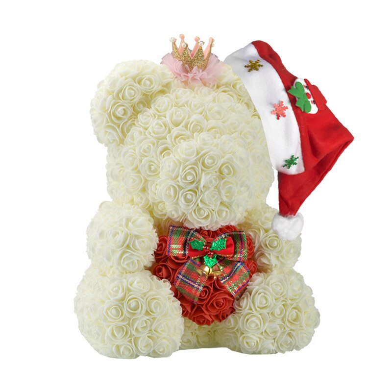 Christmas Gift for Kids&amp;women Artificial PE Rose Teddy Bear of Roses with Crown Valentine&#39;s Day Wedding Love Xmas Gifts for Girl - Executive-Skincare