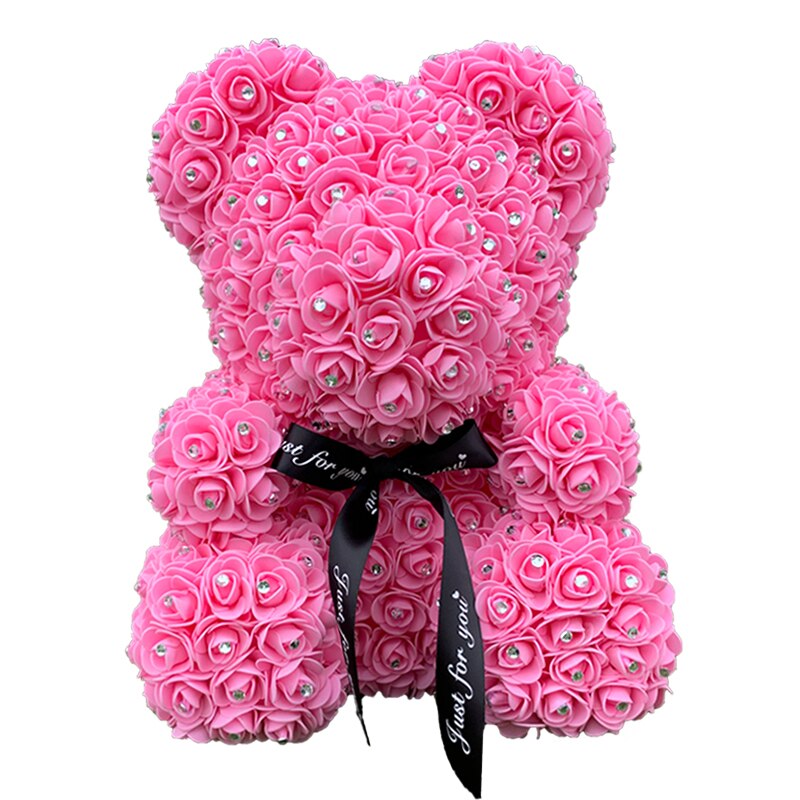 Handmade Teddy Rose Bear Heart Artificial PE Flower Women Valentine&#39;s Day Gifts Wedding Decoration Birthday Party Supplies - Executive-Skincare