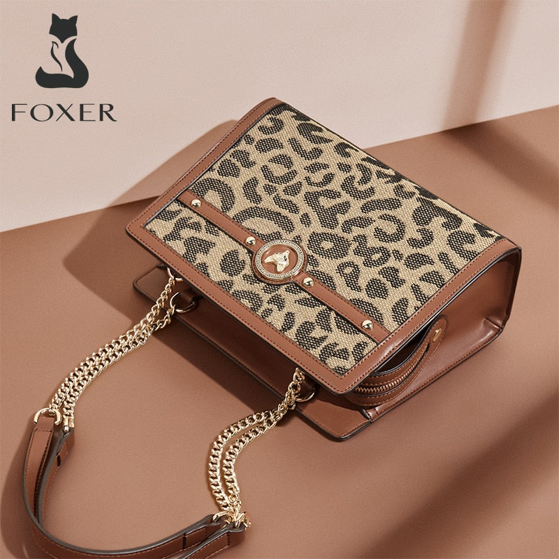 FOXER New Fashion Women&#39;s Fabric Chain Shoulder Bags Underarm Bag Ladies Large Capacity Handbag Retro Stitching Female Totes Bag - Executive-Skincare