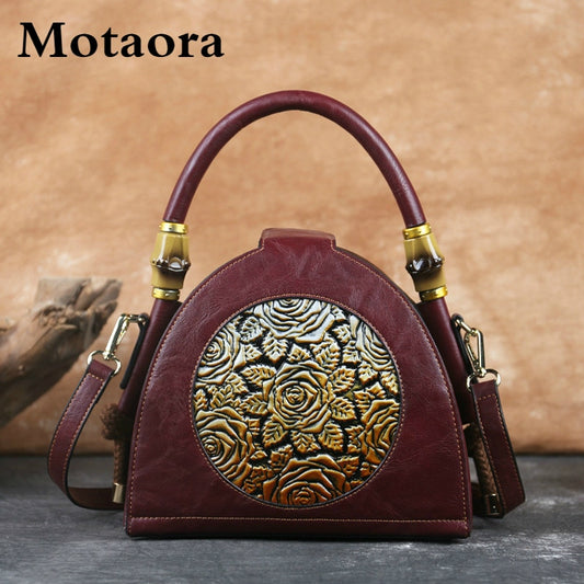 MOTAORA Retro Women Bag Handmade Embossed Handbag For Women High Quality Leather Shoulder Bag Ladies Luxury Vintage Bags Female - Executive-Skincare