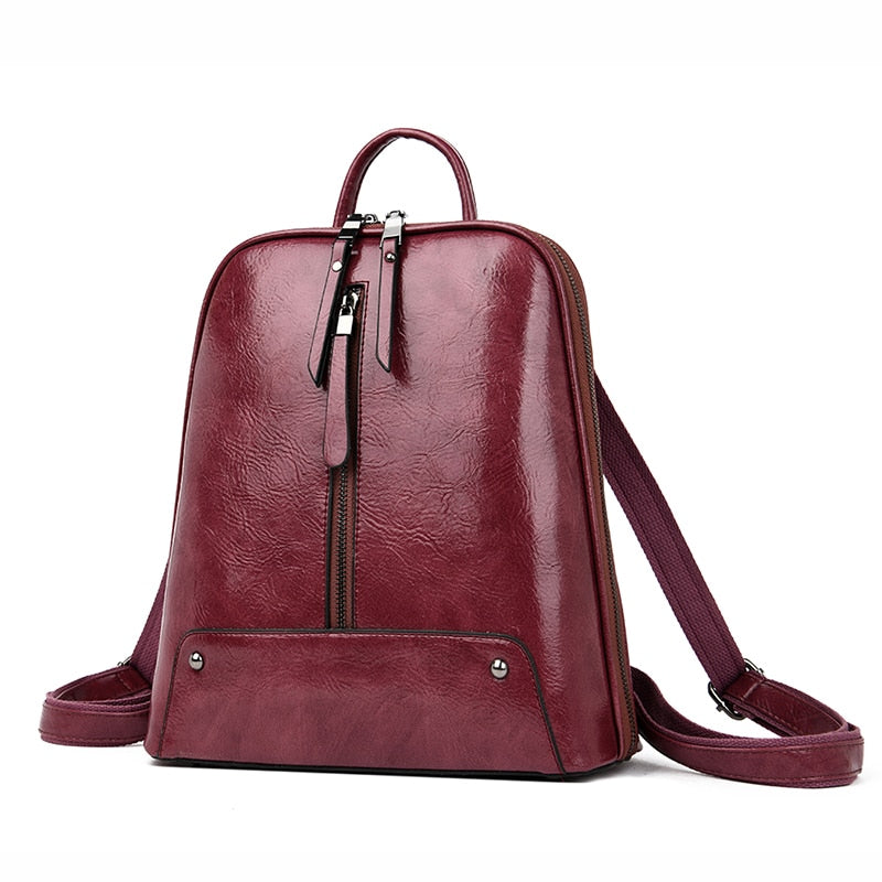 Women Leather Backpack Fashion Backpack Purse Female Travel Shoulder Bag Large Capacity School Bags for Teenage Girl Sac a Dos - Executive-Skincare