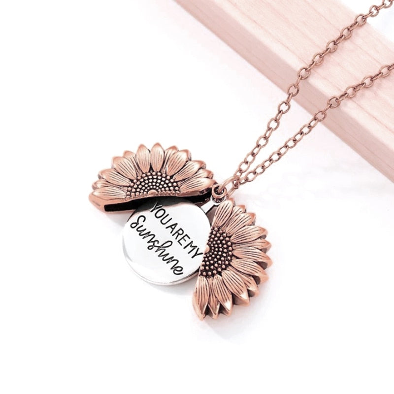 You Are My Sunshine Necklaces For Women Men Lover Gold Color Sunflower Necklace Pendant Jewelry Birthday Gift For Girlfriend Mom - Executive-Skincare