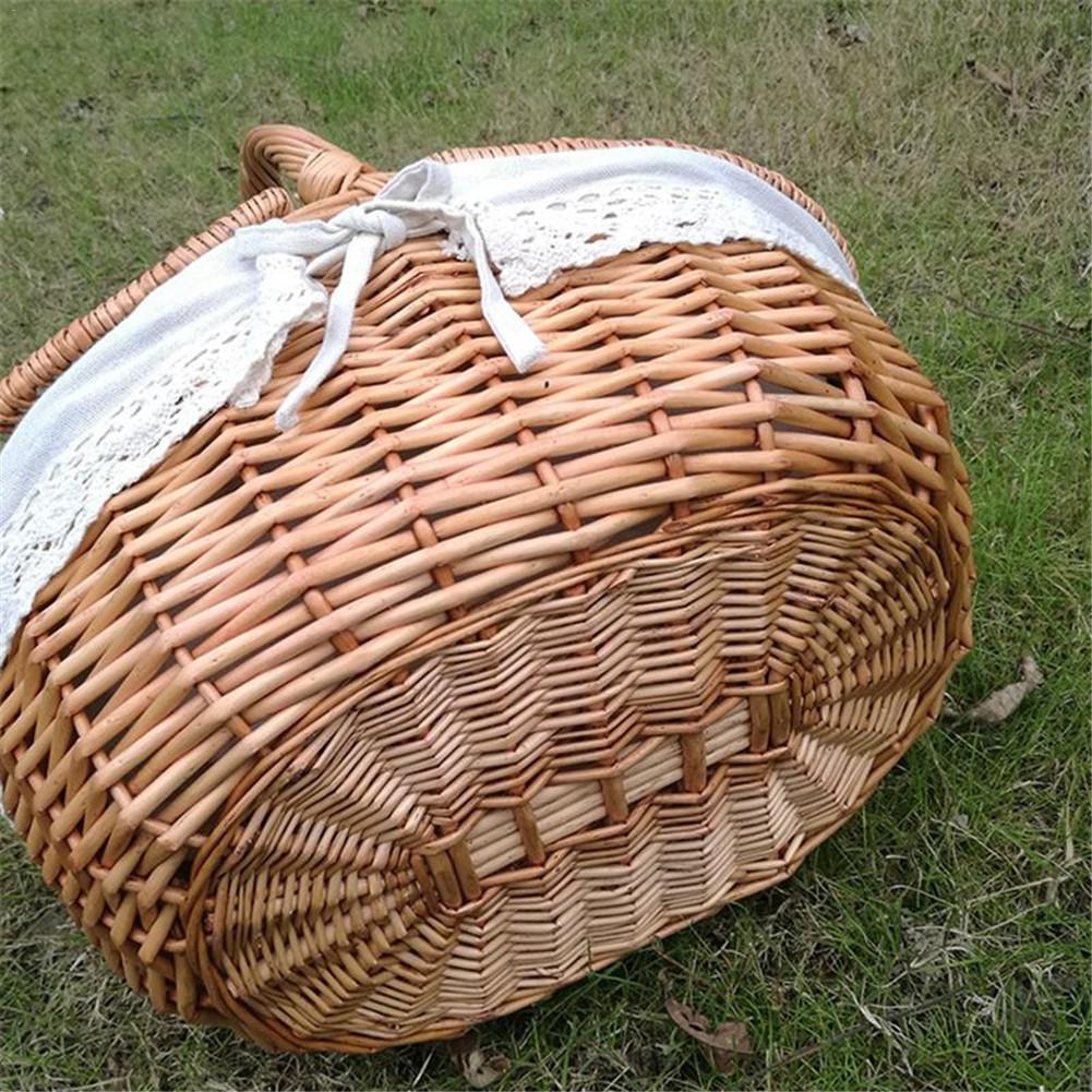 Wicker Willow Woven Vintage Camping Handle Shopping Food Fruit Picnic Basket - Executive-Skincare