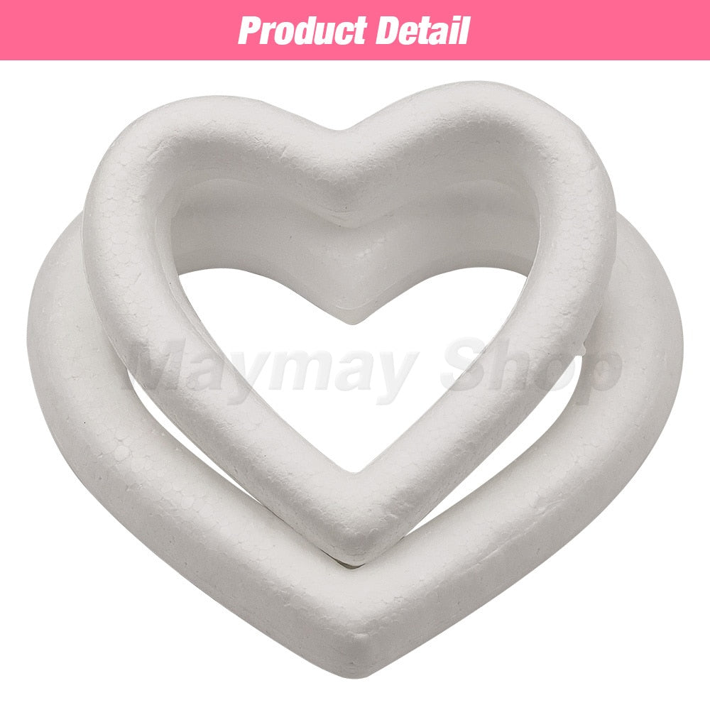 Polystyrene Styrofoam Heart Modelling Foam Hollow Heart Ring For Valentine Christmas Wedding Party DIY Craft Decoration Supplies - Executive-Skincare