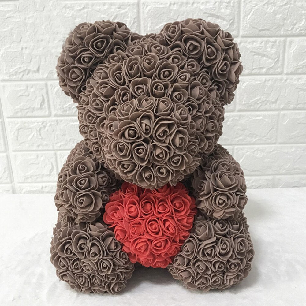 Dropshipping 40cm Rose Bears Artificial Handmade Rose Heart Teddy Bear Valentine Wedding Mothers Day Gift for Women Wholesale - Executive-Skincare