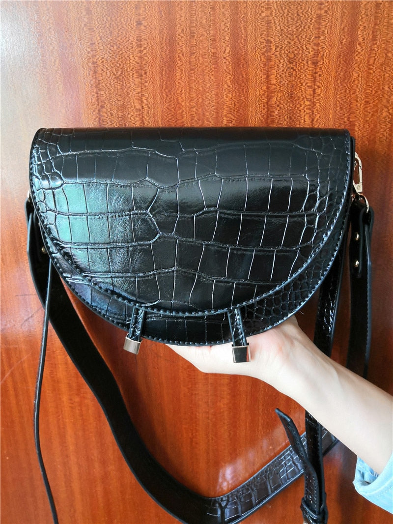 NIGEDU Women Crossbody Bag Fashion Crocodile Semicircle Saddle Bags PU Leather Shoulder Bags for female Handbags designer bolsas - Executive-Skincare