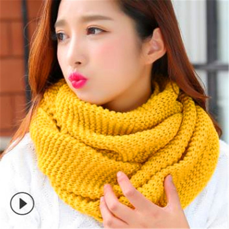 Winter new han edition scarves knitting wool collar woman with thick warm pure color 2 trap head scarf CN009 - Executive-Skincare