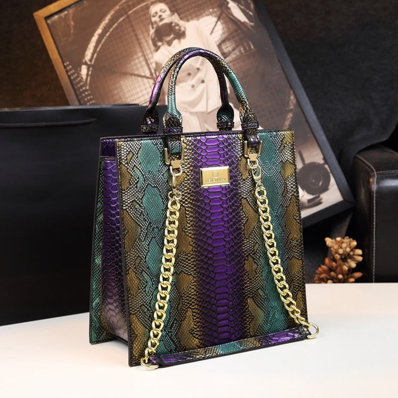 2022 New Cowhide Leather Women Handbags Fashion Female Chain Serpentine Portable Tote Bag Ladies Shoulder Messenger Bags Luxury - Executive-Skincare