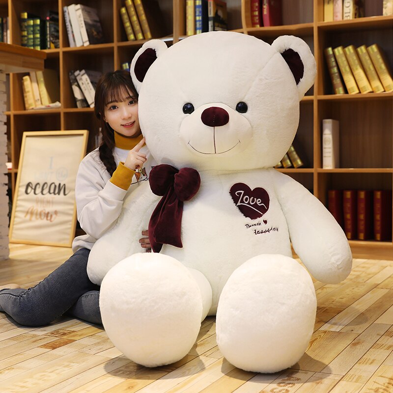 High Quality 80/100CM 4 Colors Teddy Bear With Scarf Stuffed Animals Bear Plush Toys Teddy Bear Doll Lovers Birthday Baby Gift - Executive-Skincare