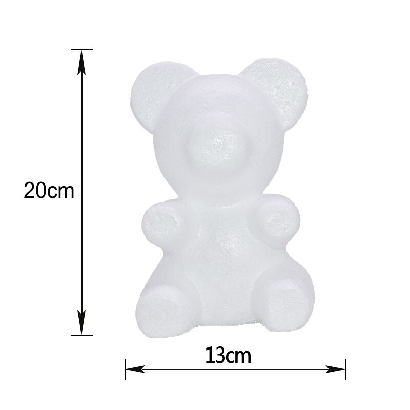 1Pc Polystyrene Styrofoam Foam Heart Rose Bear Crafts For Birthday Party DIY Decoration Wedding Valentines Day Gift - Executive-Skincare