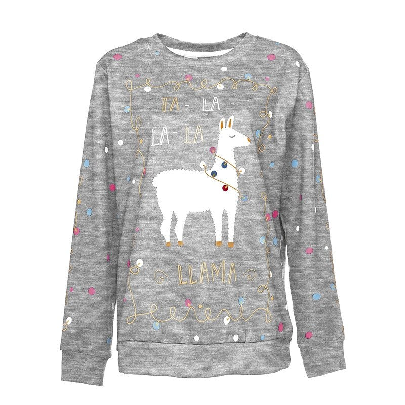 Ugly Christmas Sweater Snowman for Gift Alpaca Print Pullover Unisex Round Neck Funny Sweaters Tops Autumn Winter Clothing - Executive-Skincare