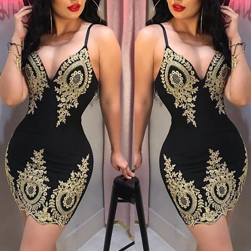 Summer Vintage Printed Sexy Strppy Party Dress Women Sleeveless Bandage Bodycon Evening Night Club Pencil Mini Dresses - Executive-Skincare