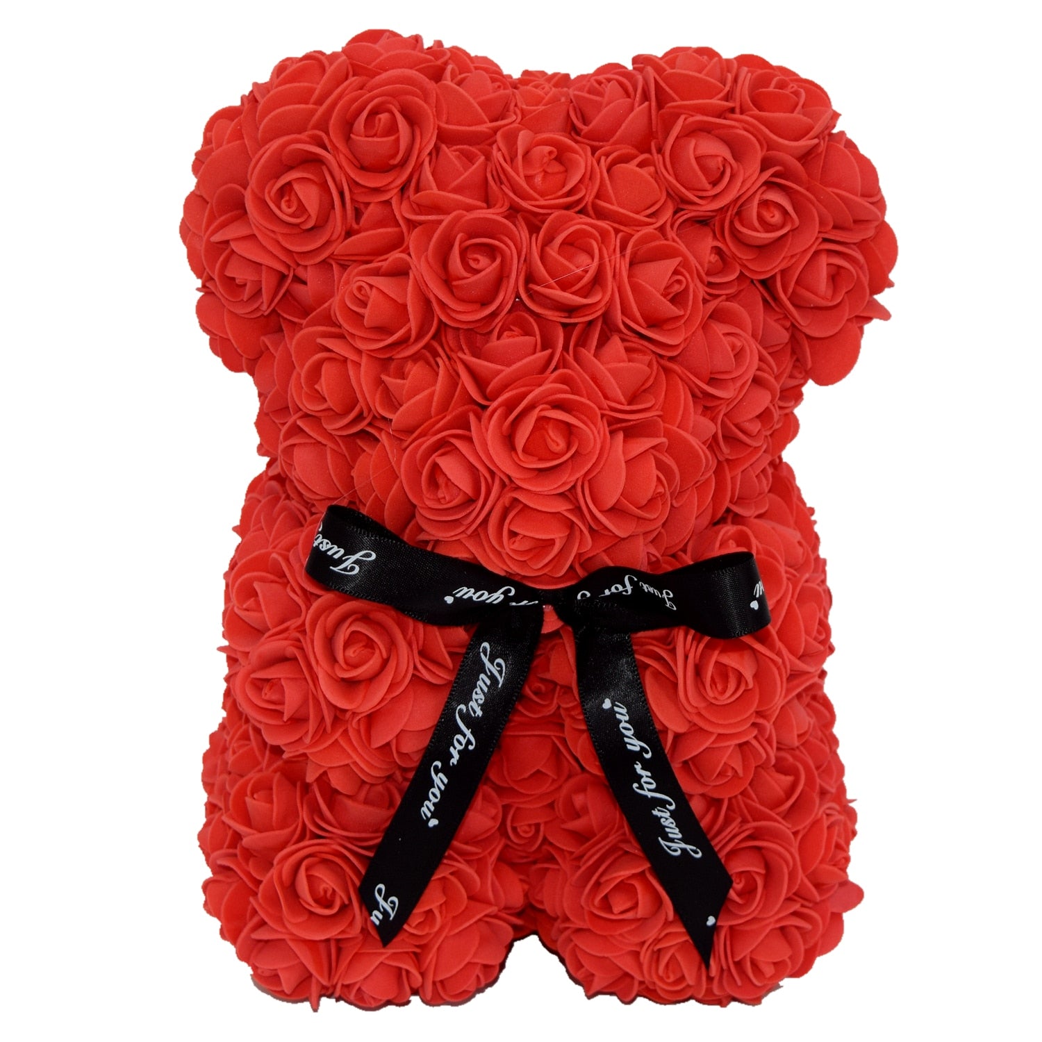 Rose Bear 25cm 10 Inches Artificial PE Foam Flower Teddy Handmade Gift for Valentine Birthday Girlfriend Wedding Decoration - Executive-Skincare