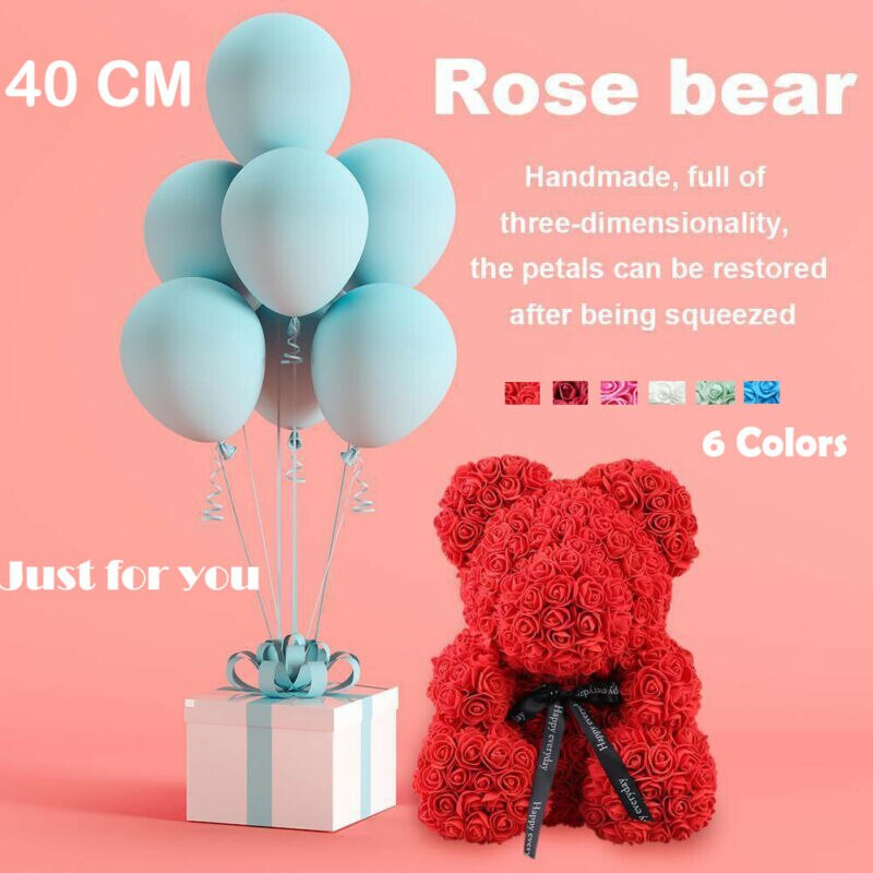 2021 New Style 37cm / 23cm Cute Teddy Bear Rose Flower Artificial Decoration Christmas Gift Female Valentine&#39;s Day Gift DropShip - Executive-Skincare