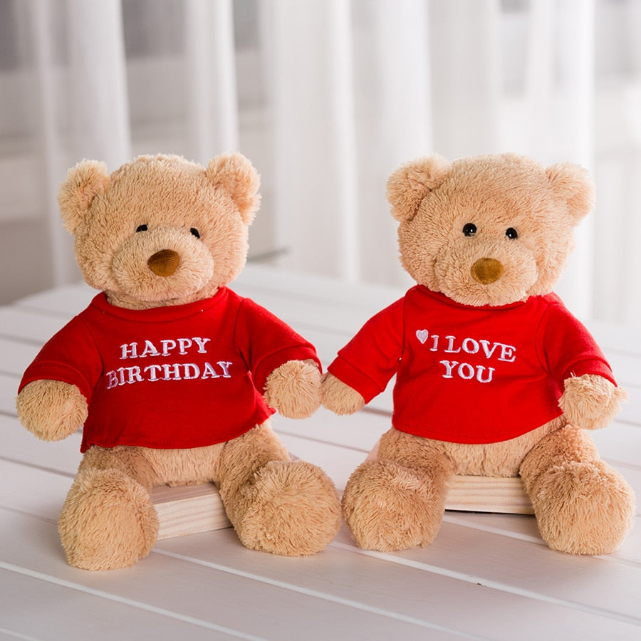 Message Bear Stuffed Animals Plush Toy I Love You Teddy Bear with Removable T-Shirt Gift for Kids, 11&quot; - Executive-Skincare