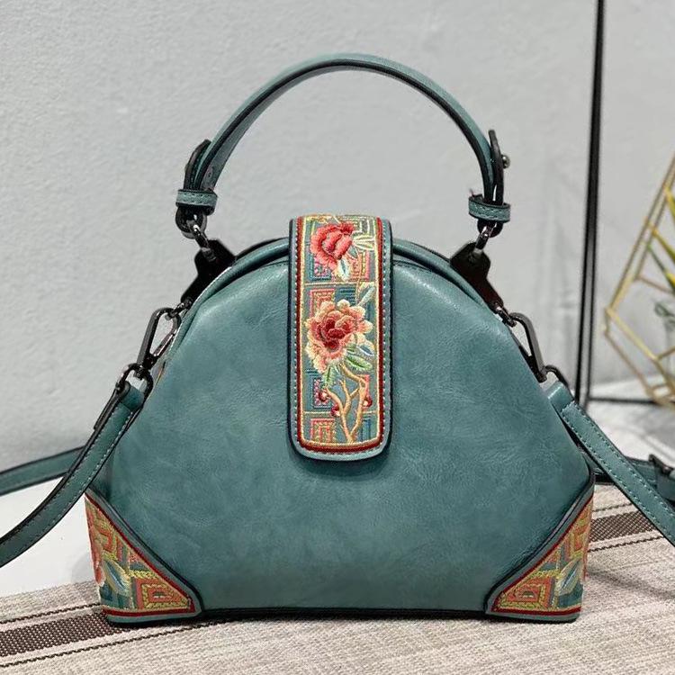 Johnature Retro Embroidery Luxury Handbags Women Bags Designer 2022 New Versatile Chinese Style Lady Leather Shoulder Bags - Executive-Skincare