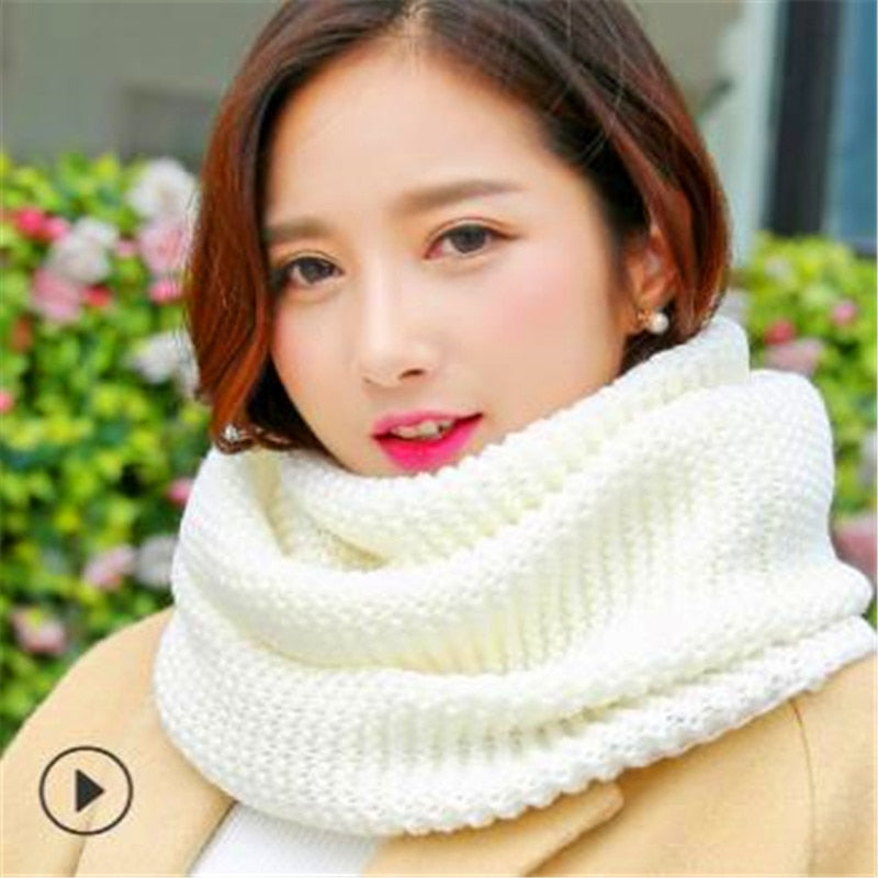 Winter new han edition scarves knitting wool collar woman with thick warm pure color 2 trap head scarf CN009 - Executive-Skincare