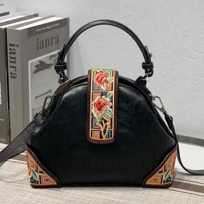 Johnature Retro Embroidery Luxury Handbags Women Bags Designer 2022 New Versatile Chinese Style Lady Leather Shoulder Bags - Executive-Skincare