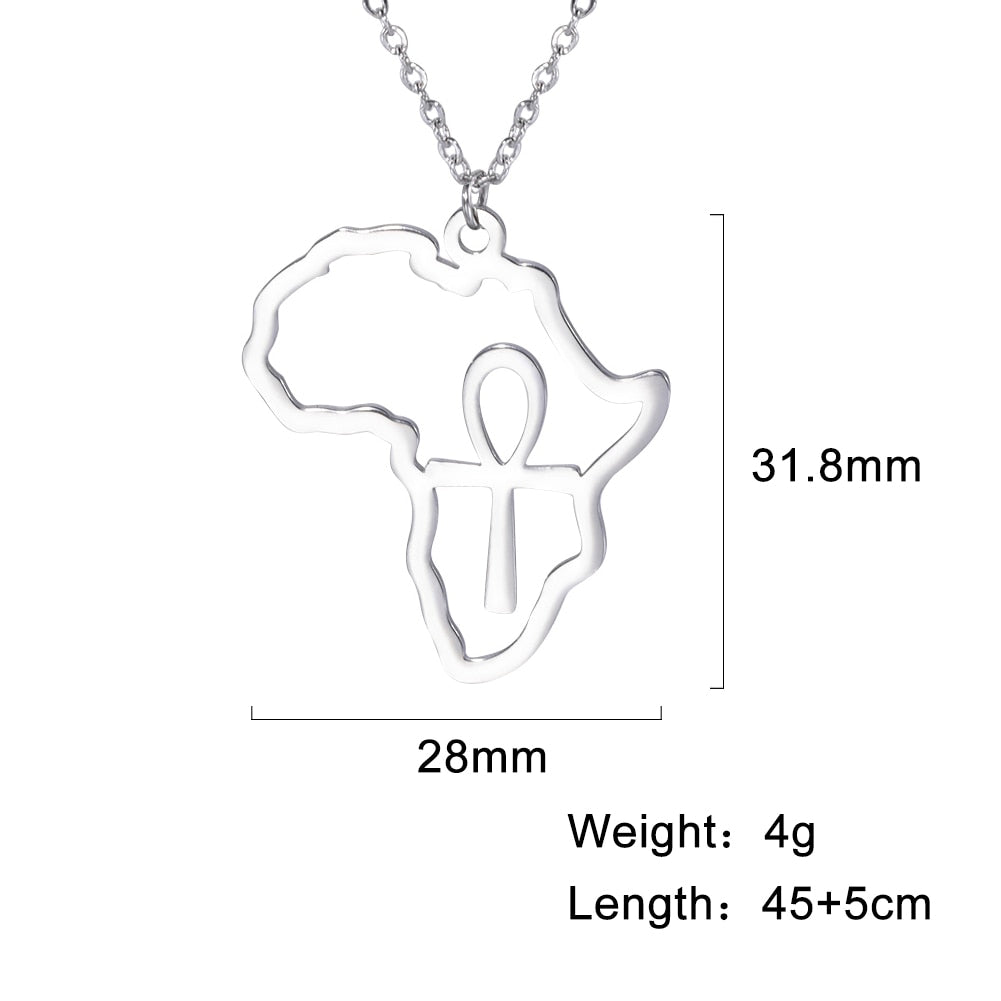 MyShape African Map Pendant Necklaces For Women Men Gold Color South Africa Stainless Steel Necklace Choker African Jewelry Gift - Executive-Skincare