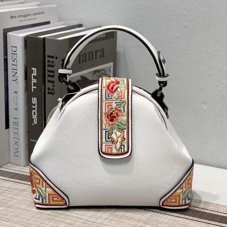 Johnature Retro Embroidery Luxury Handbags Women Bags Designer 2022 New Versatile Chinese Style Lady Leather Shoulder Bags - Executive-Skincare