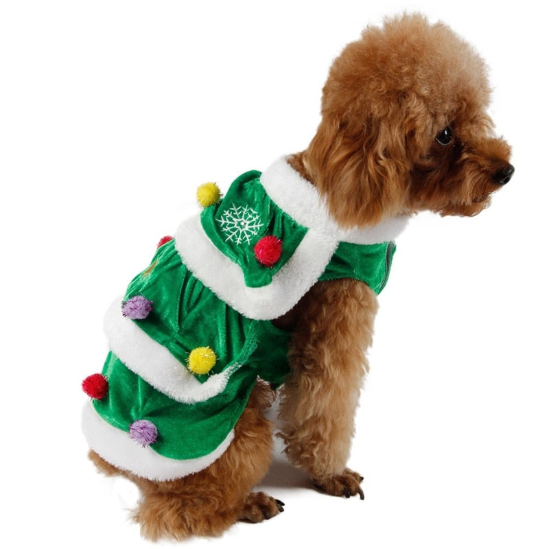 1Pc Christmas Tree Teddy Dog Coat Holiday New Year Puppy Sleeveless Clothes Round Neck Costumes Pet Supplies - Executive-Skincare