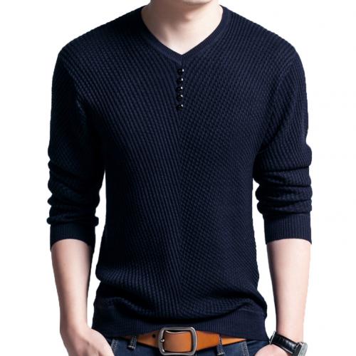 Chic Autumn Winter Sweaters Men Solid Color V Neck Long Sleeve 2021 Pullover Knitted Pull Sweater Mens Sweaters  Male Knitwear - Executive-Skincare