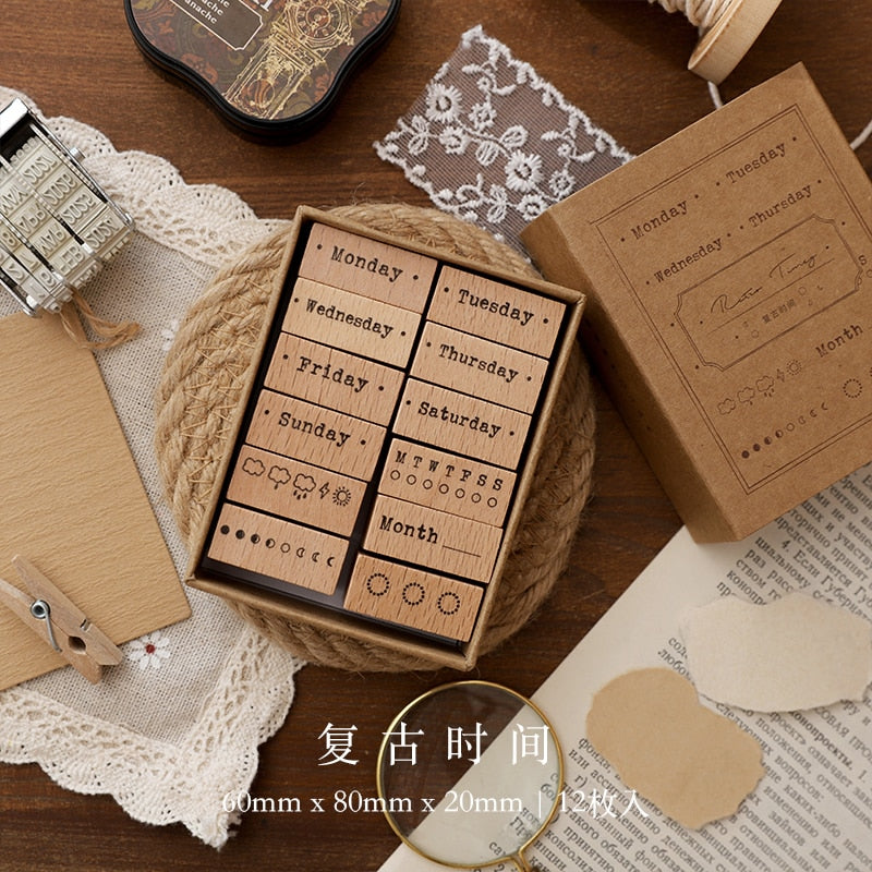 Jenny Chinese Character Number  Universe Flower Week Wooden Rubber Stamp Scrapbooking Deco DIY Craft Standard Wooden Stamps - Executive-Skincare