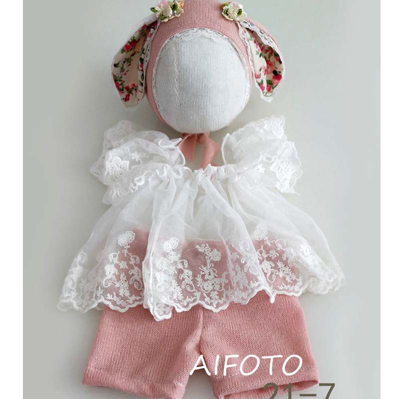 Newborn Photography Props Baby Outfits Hat Bunny Bonnets Set Clothes Bebes Fotografia Accessories Studio Shoots Photo Prop - Executive-Skincare