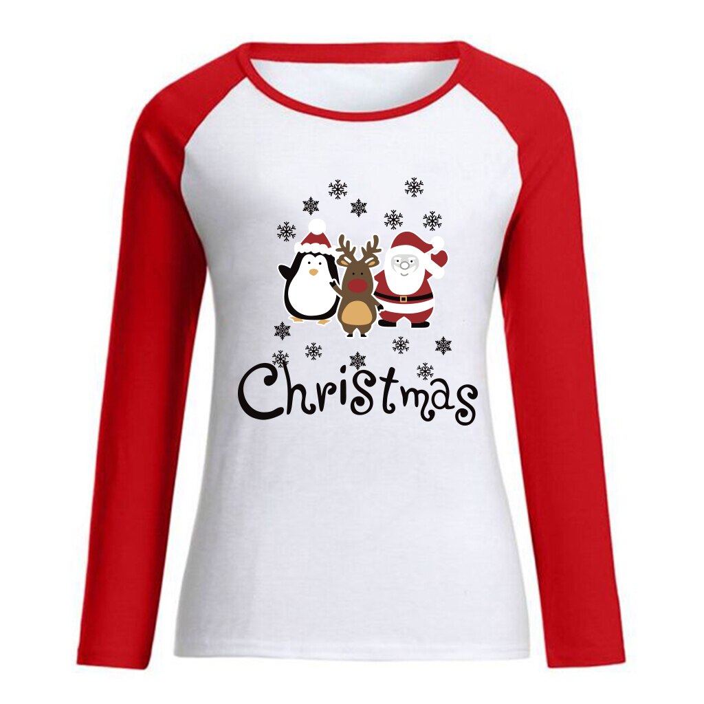 2020 Merry Christmas Funny Santa Claus Printing Women's T Shirt Fashion Oversized Raglan Long Sleeve Top Women Christmas Clothes - Executive-Skincare