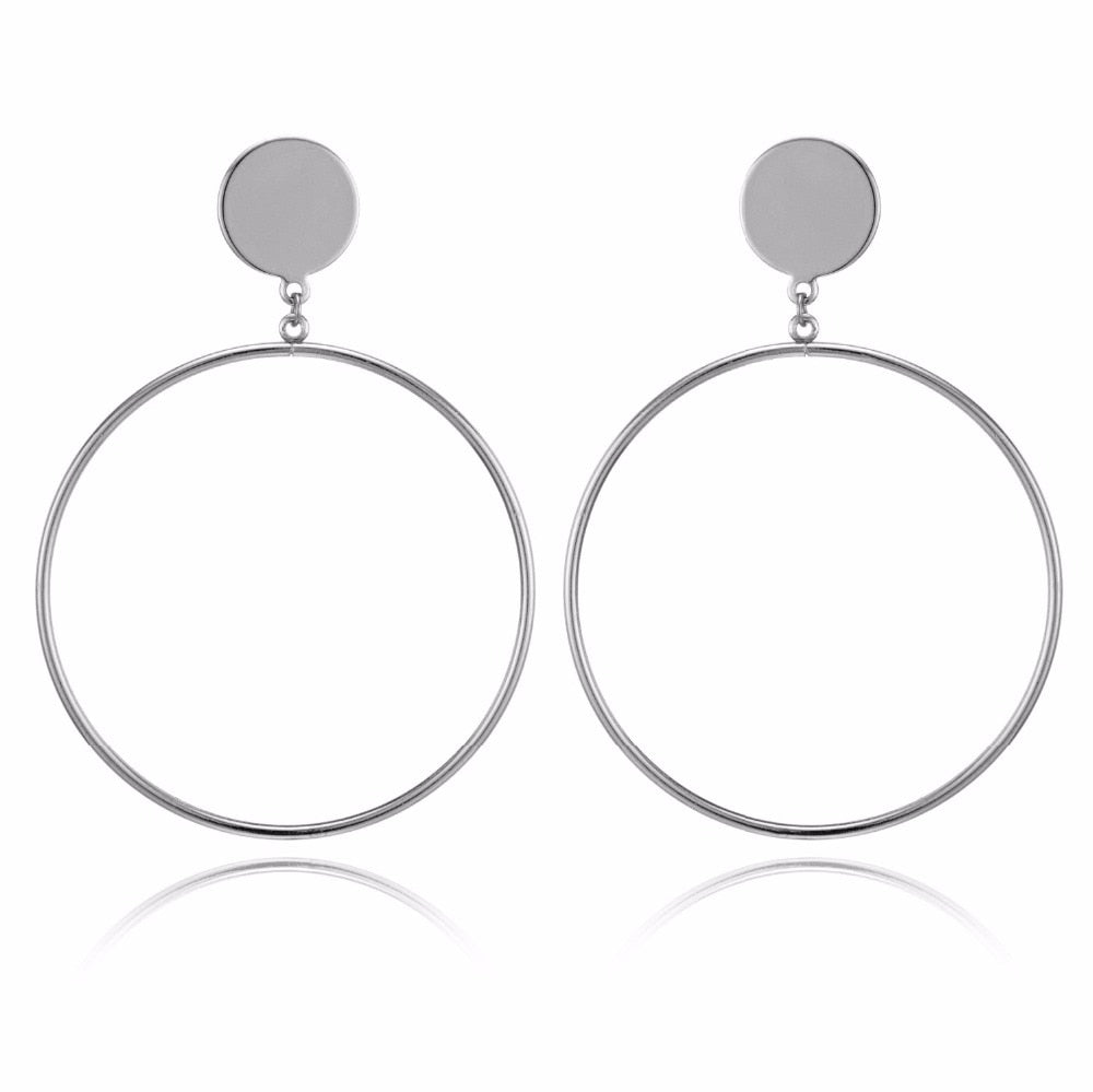 IPARAM 2021 New Big Circle Round Hoop Earrings for Women&#39;s Fashion Statement Golden Punk Charm Earrings Party Jewelry - Executive-Skincare