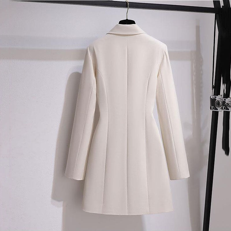 Fashion Trench Coat Dress Women 2022 New Spring Autumn Windbreaker Coat Female Oversize 4XL Black White Belt Blazer Vintage - Executive-Skincare