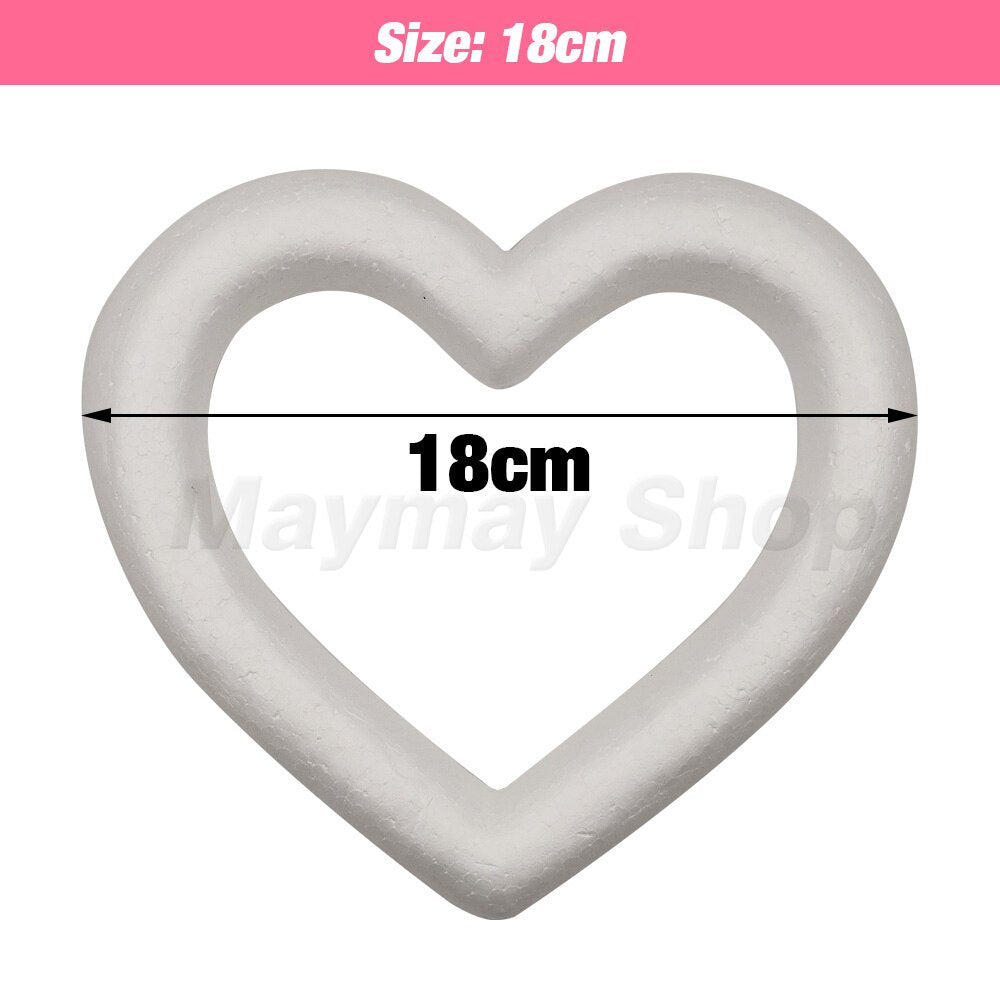 Polystyrene Styrofoam Heart Modelling Foam Hollow Heart Ring For Valentine Christmas Wedding Party DIY Craft Decoration Supplies - Executive-Skincare