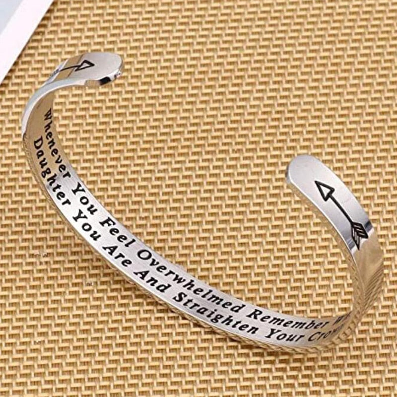 Whenever You Feel Overwhelmed Remember Whose Straighten Your Crown Bracelet, Engraved Inspirational Bangle Gift for Mom Daughter - Executive-Skincare