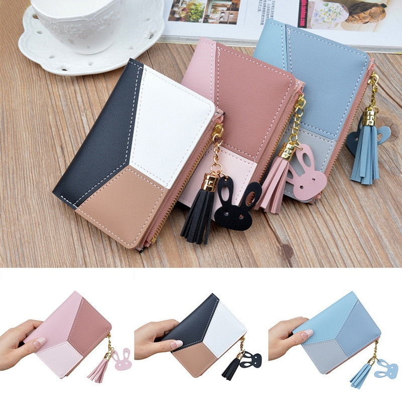 New Women Fashionable Short Zipper Coin Purses Ladies Lovely Clutch Wallet Female Credit Card Holder Girls Pu Leather Wallets - Executive-Skincare