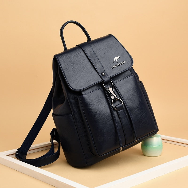 New Luxury Women Backpack Vintage Travel Soft Leather Backpack Large Capacity Bookbag High Quality School Bags for Teenage Girls - Executive-Skincare