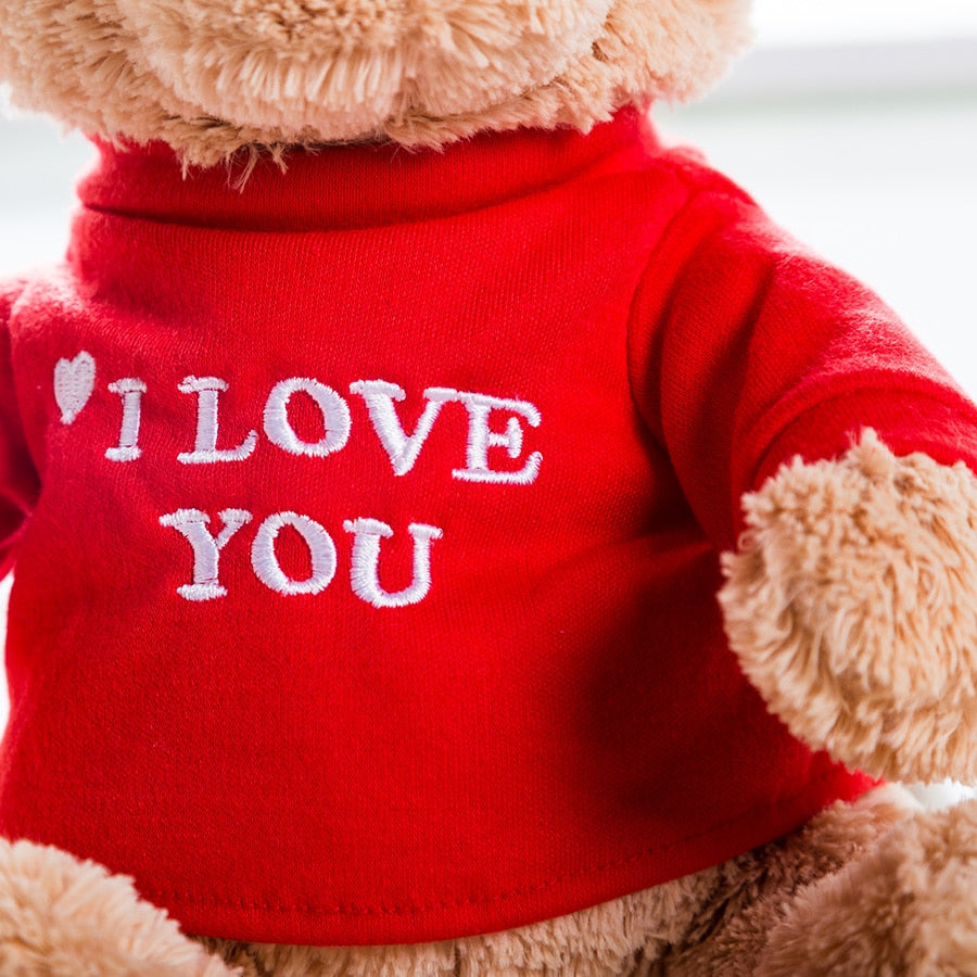 Message Bear Stuffed Animals Plush Toy I Love You Teddy Bear with Removable T-Shirt Gift for Kids, 11&quot; - Executive-Skincare