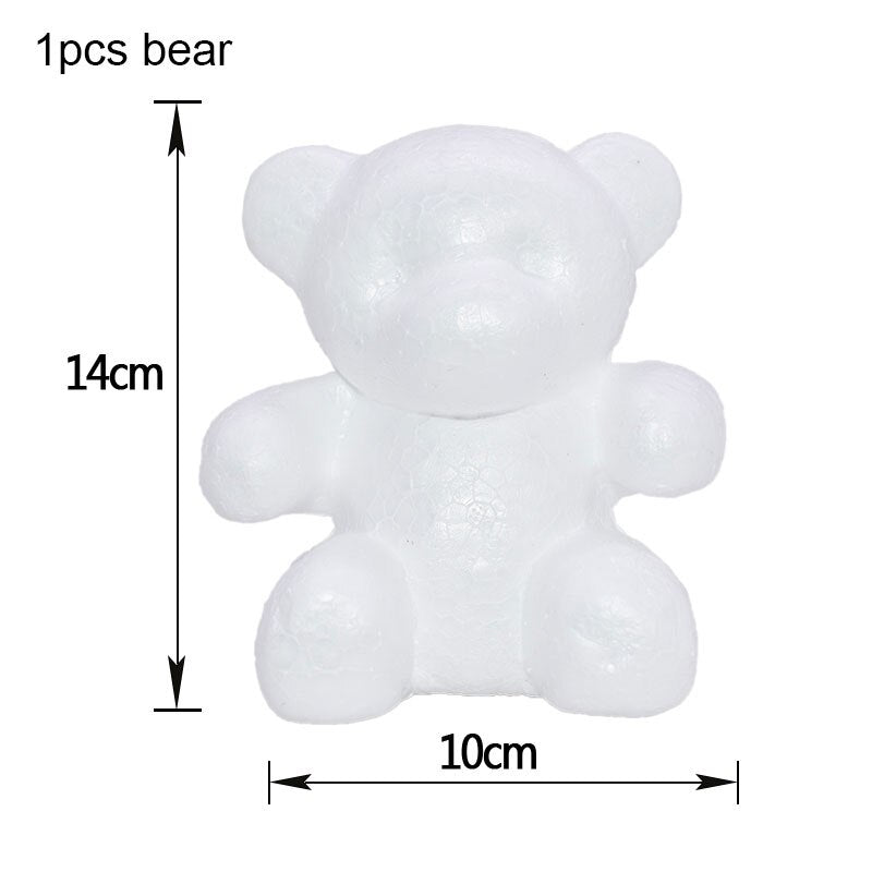 Polystyrene Styrofoam Foam Bear White Heart Ball DIY Rose Bear Craft For Birthday Party Wedding Decoration Christmas Ornament - Executive-Skincare