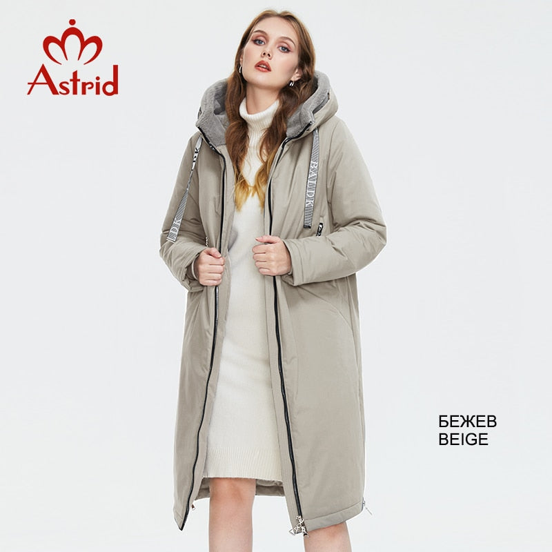 Astrid Women&#39;s winter parka Long Casual Hooded fur mink down Minimalist style jackets for women coat plus size parkas  AT-10089 - Executive-Skincare