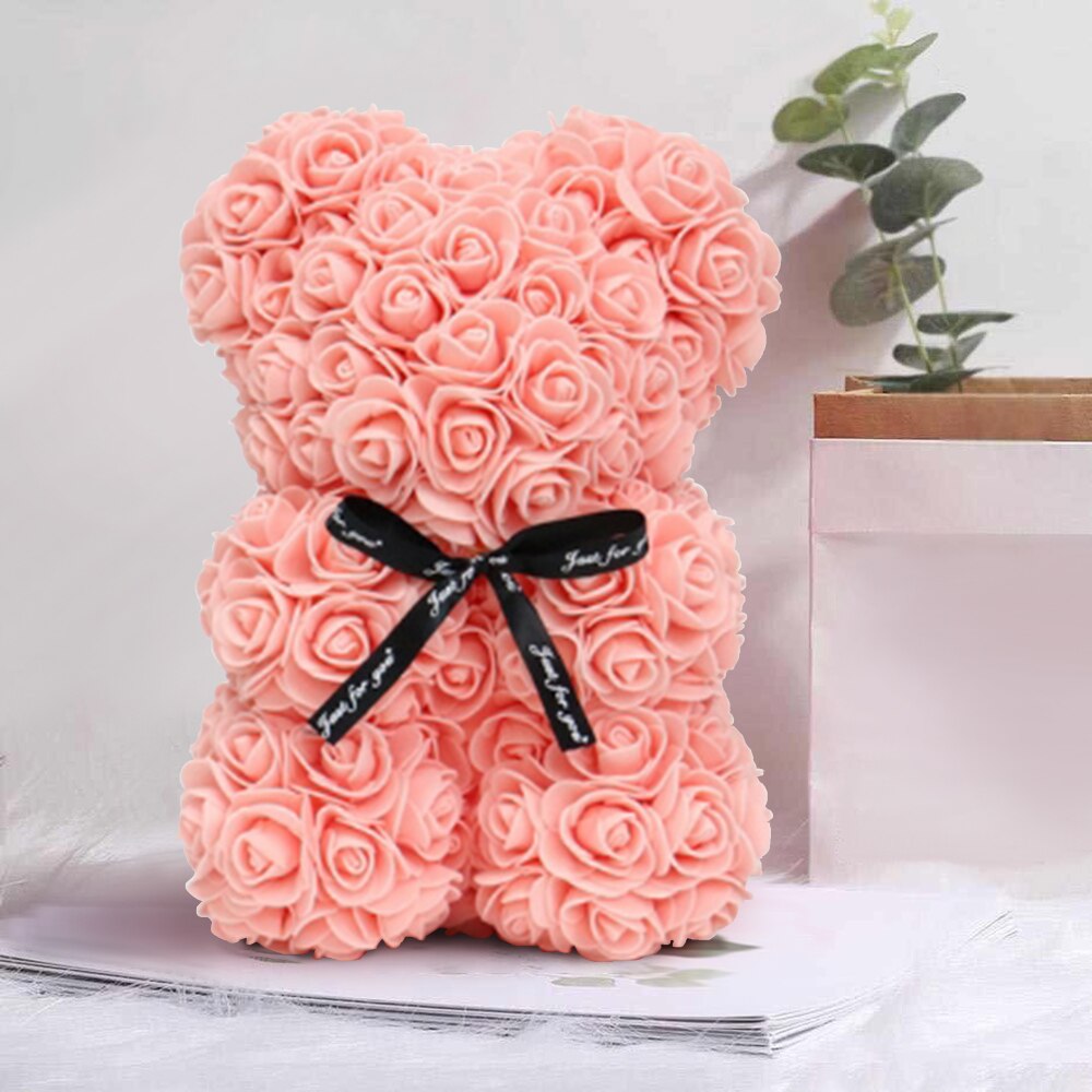 25cm/40cm Rose Bear Valentine&#39;s Day Artificial Flower Teddy Rose Bear 2022 New Year Christmas Decoration Women Valentines Gifts - Executive-Skincare