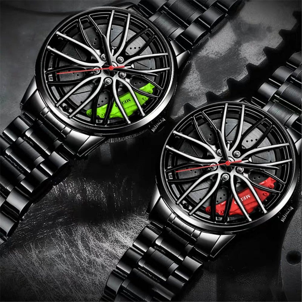 Mens Luxury Watches Sports Car Watches 3D Sport Rim Hub Wheel Wristwatch Car Quartz Men&#39;s Watches Creative Relogio Masculino - Executive-Skincare